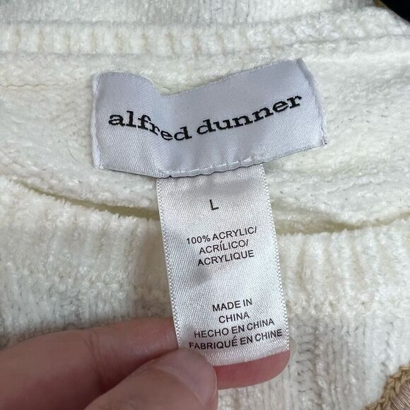Alfred Dunner Glacier Lake Ivory Floral Soft Chenille Pullover Sweater Sz L Wome - Picture 3 of 8